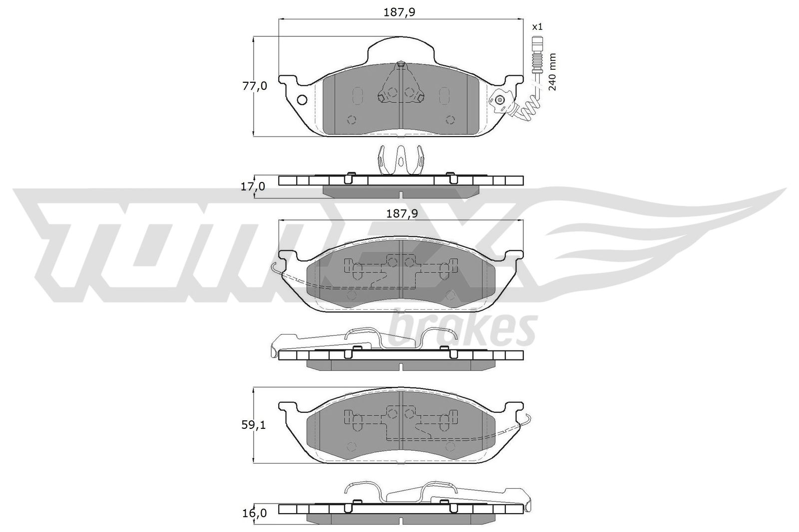 Sada brzdových platničiek kotúčovej brzdy TOMEX Brakes